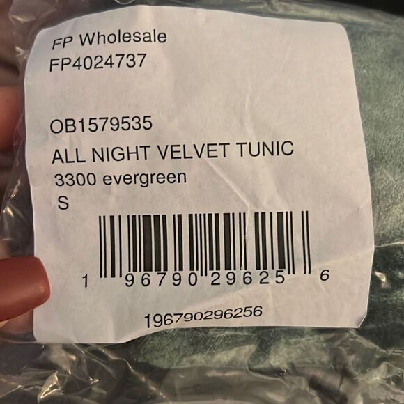 Free People Intimately Women's Backless All Night Velvet Evergreen Tunic S NWT - Picture 6 of 6